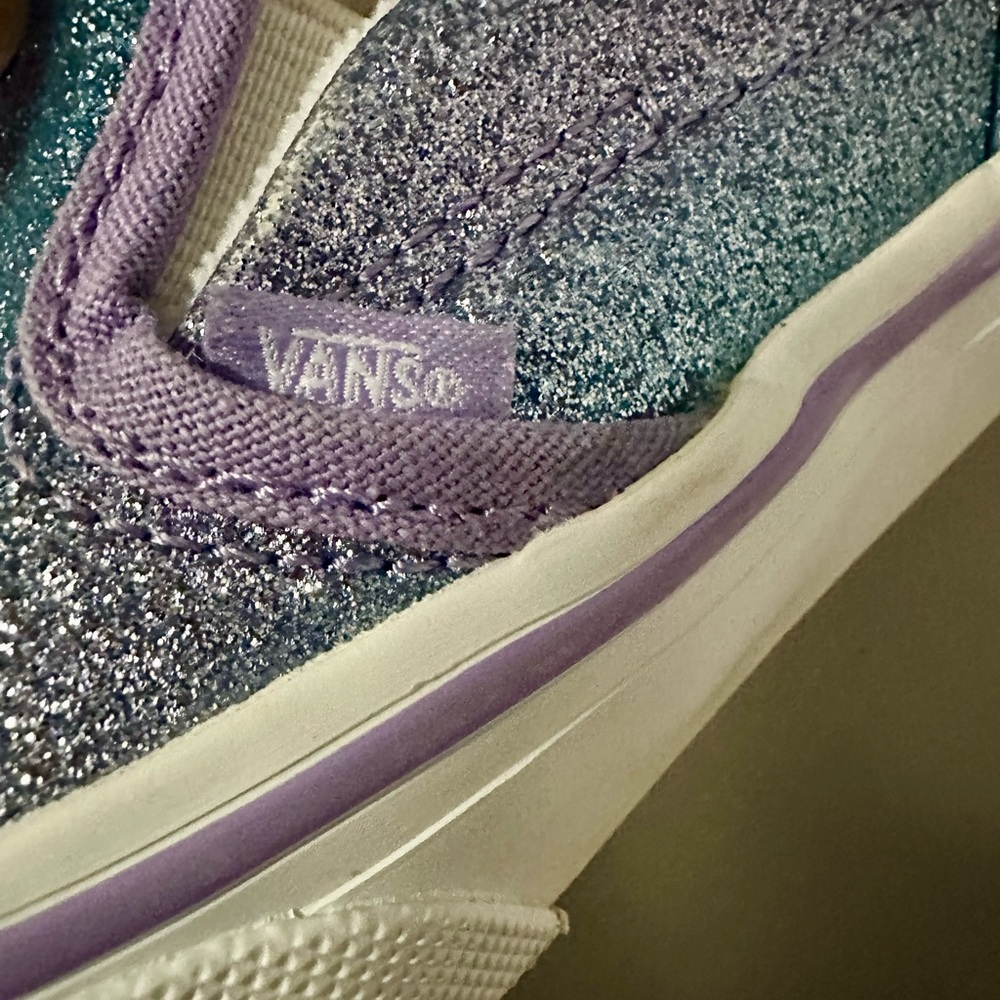 Vans Glittery Blue and Purple Kids Sneakers - Picture 8 of 8